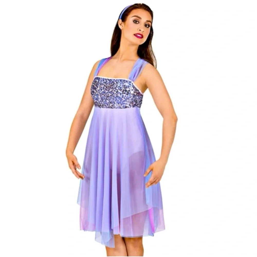 Theatricals Costumes Pastel Tulle Sequin Fancy Leotard Dance Costume Teen M